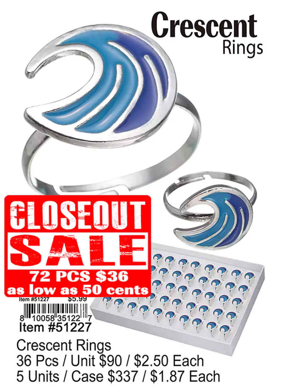 Crescent Rings - Closeout 72 Pcs.